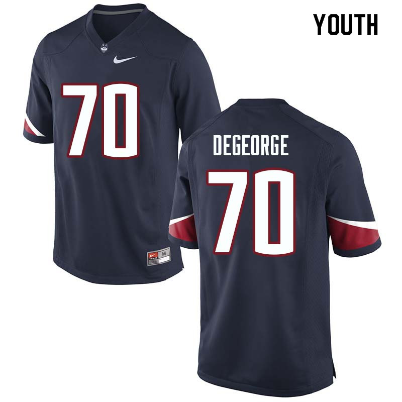 Youth #70 Cam DeGeorge Uconn Huskies College Football Jerseys Sale-Navy - Click Image to Close